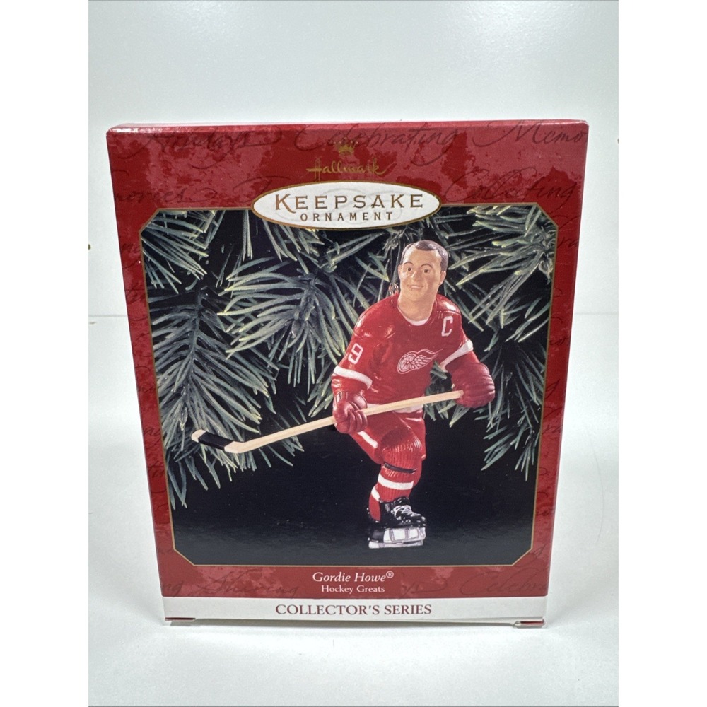 VTG NIB 1999 Hallmark Keepsake Detroit Red Wings Gordie Howe Christmas Ornament